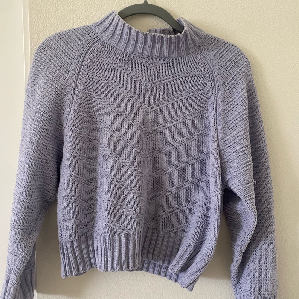 Lavender Chevron Mock Neck Sweater